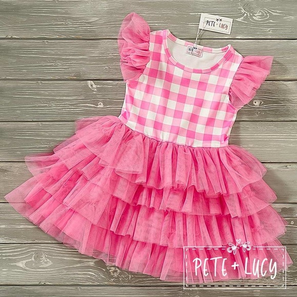 Pete + Lucy Poinsettias Plaid Tulle Dress main image 0